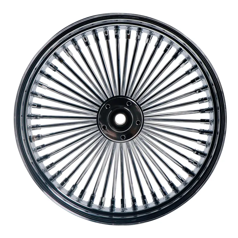 18"X4.25" Fat Spoke Rear Wheel For 2000-2007 Harley Touring/Softail/Dyna/ Sportster –Chrome Rim W/ Dual Bearings, Stainless Steel 3/8'' Solid Spokes 1