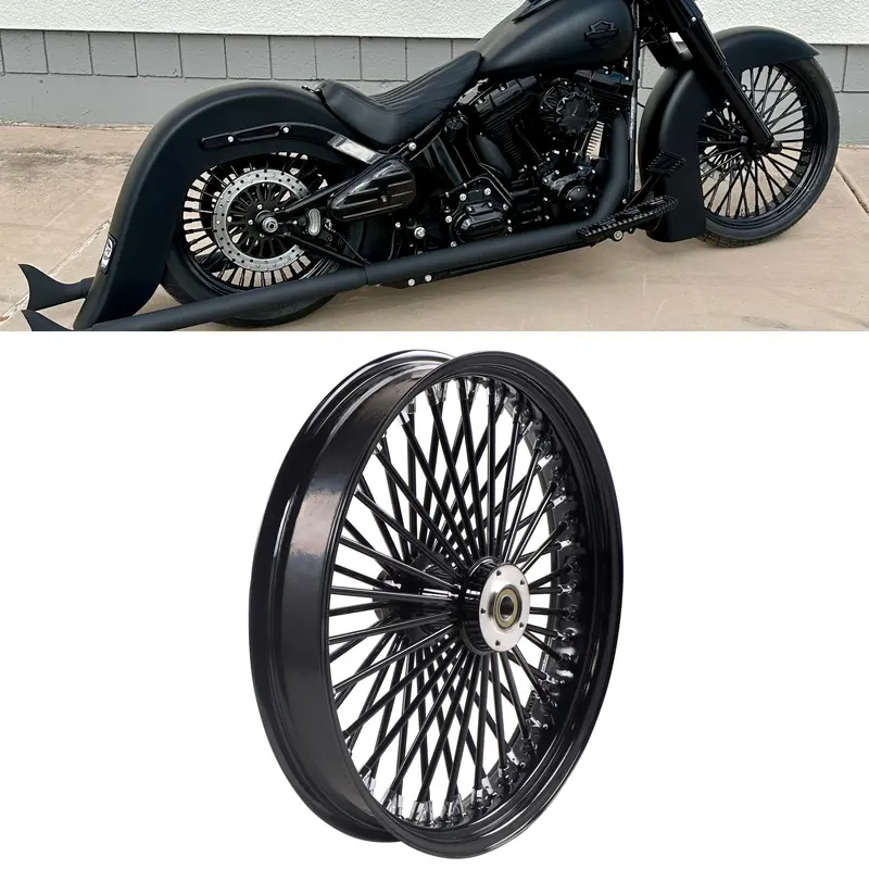 21X3.5" For 2008-Up Harley Softail Front Fat Spoke Wheel Sd Black 1
