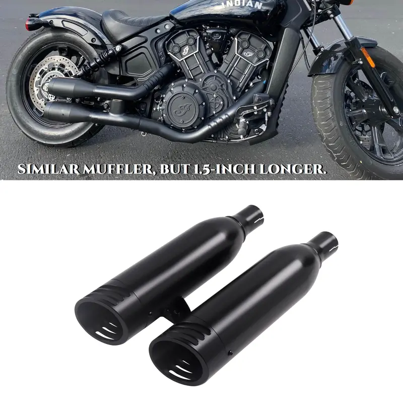 4.0" Slip-On Exhaust Muffler For Indian Scout (2015-2025) – Deep V-Twin Sound | Matte Black | Easy Bolt-On Installation 2