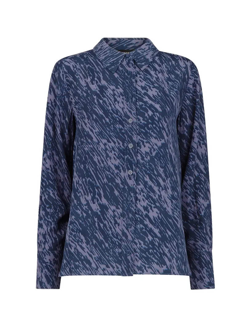 Abstract Marks Collared Shirt Blue 1