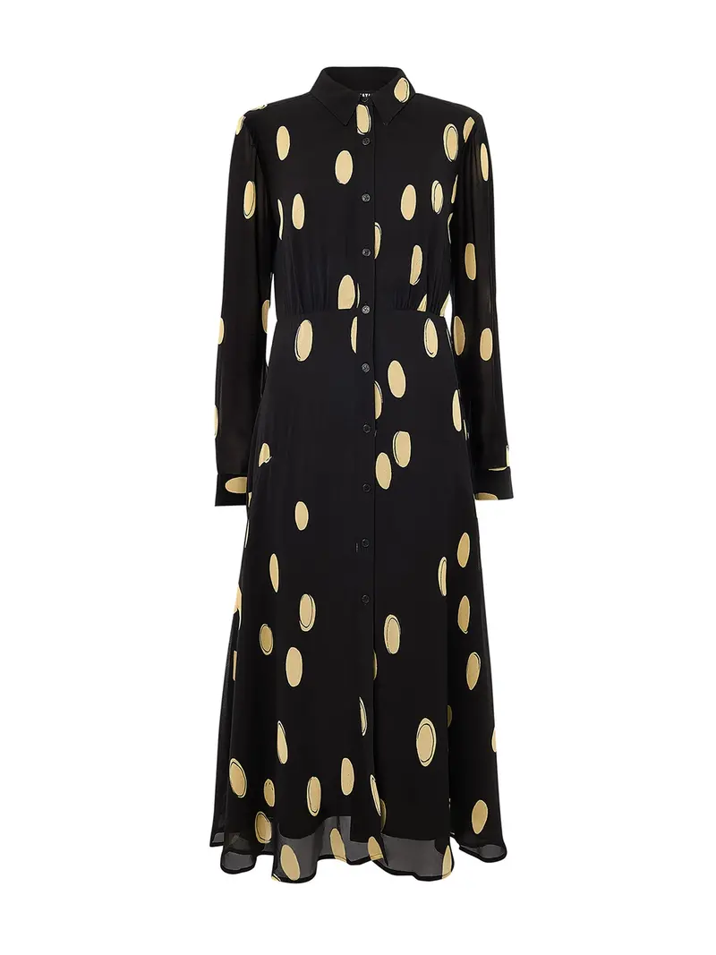 Abstract Spot Shirt Dress Black 1