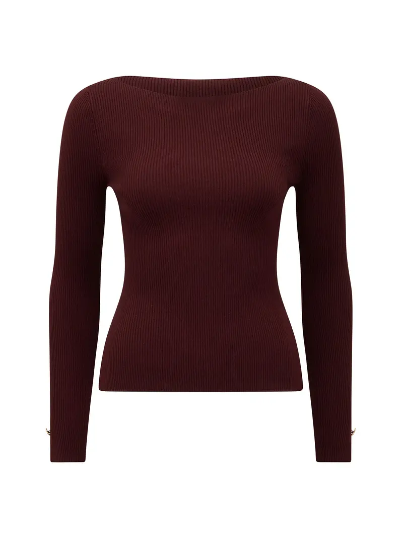 Alaia Ribbed Knitted Top Red 1
