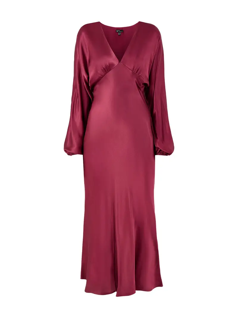 Allura Satin Midi Dress Red 1