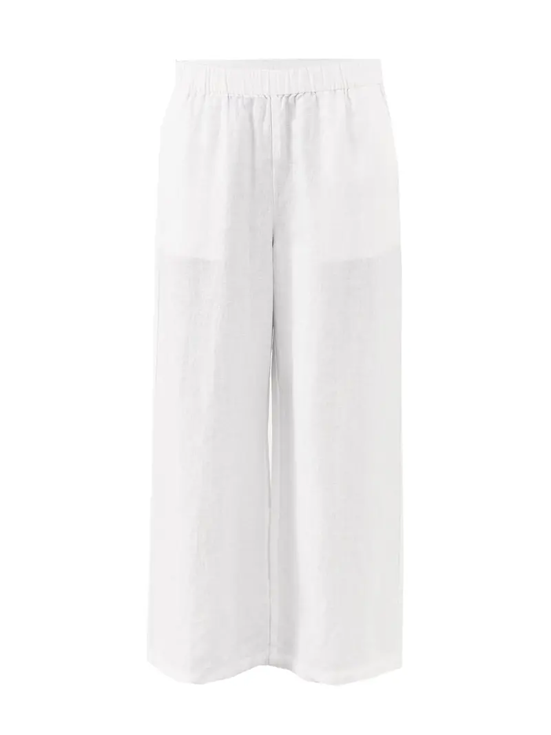 Ankle Wide Leg Trousers White 1