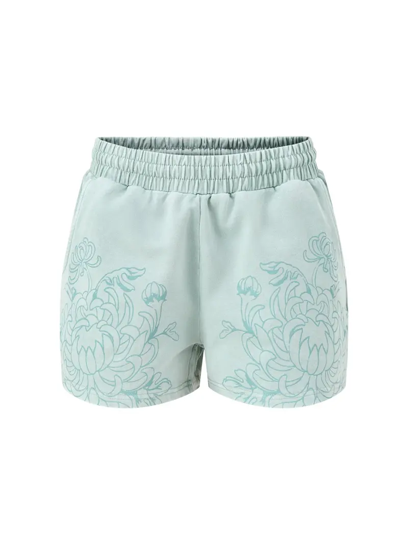 Applique Tattoo Sweat Shorts Green 1