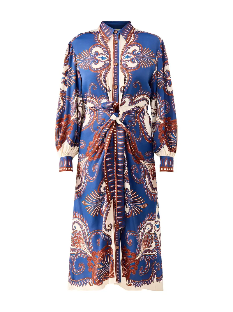 Arabesque Scarf Blue Midi Dress Multi 1