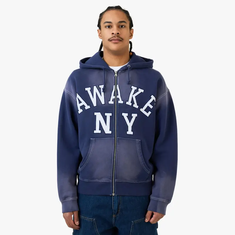 Awake Collegiate Arch Zip Hoodie / Navy 1