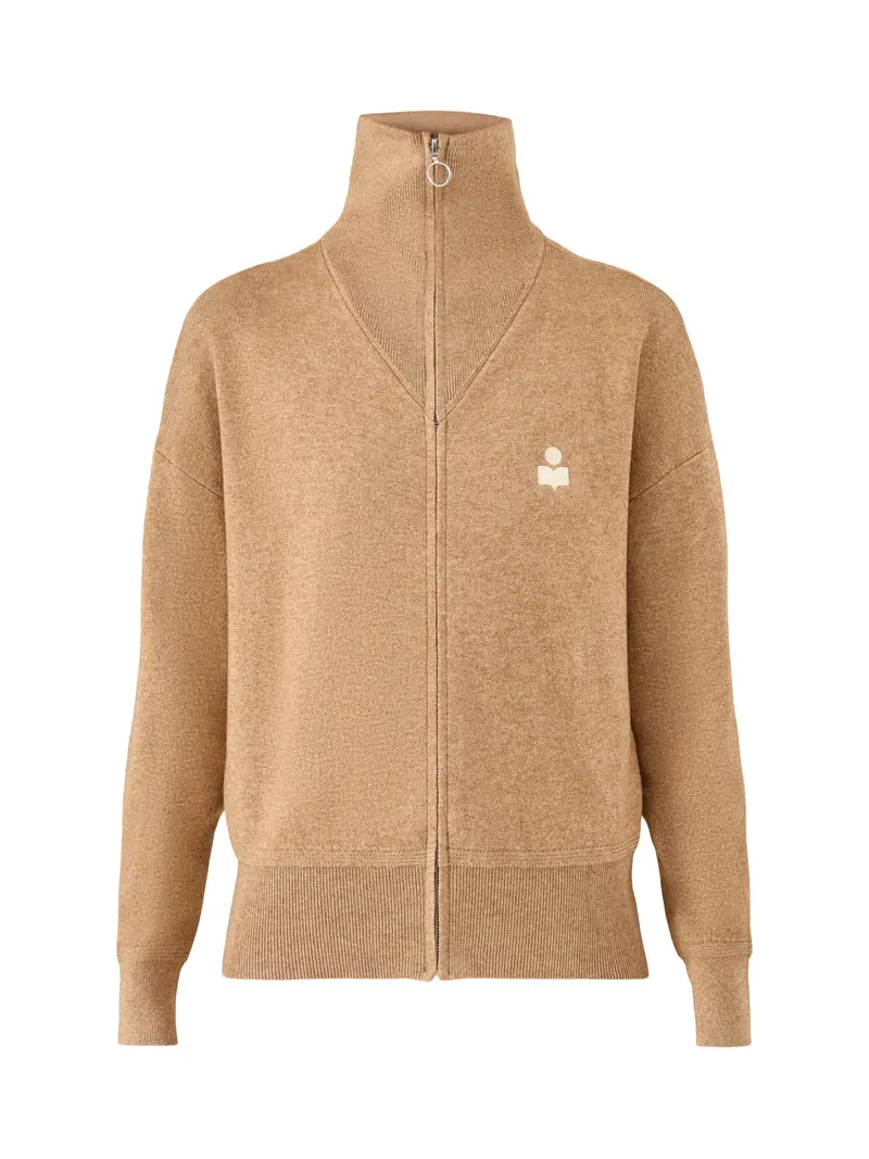 Axelle High Neck Zip Knit Camel 1