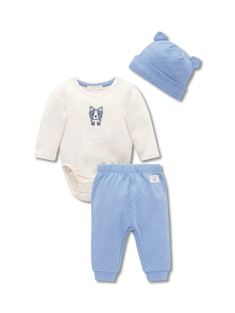 Baby 3 Piece Organic Cotton Gift Set Animal Fiesta 1