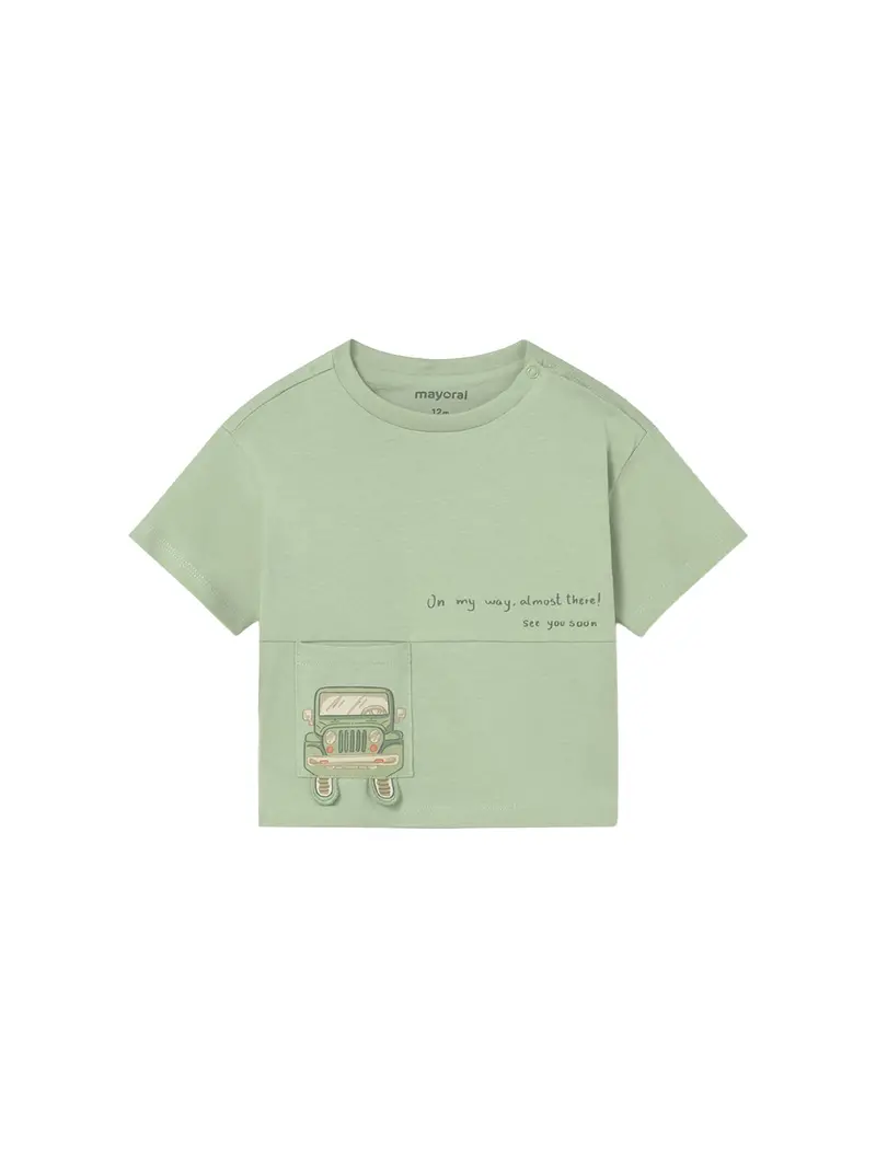 Baby Car Short Sleeve T-Shirt Green 1