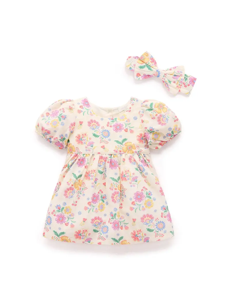 Baby Linen Blend Dress And Headband 1
