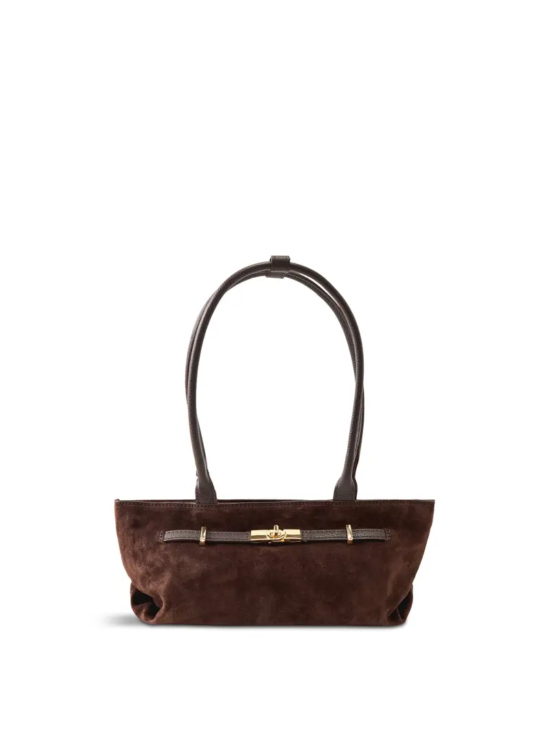Bacil Long Handle Suede Bag Brown 1