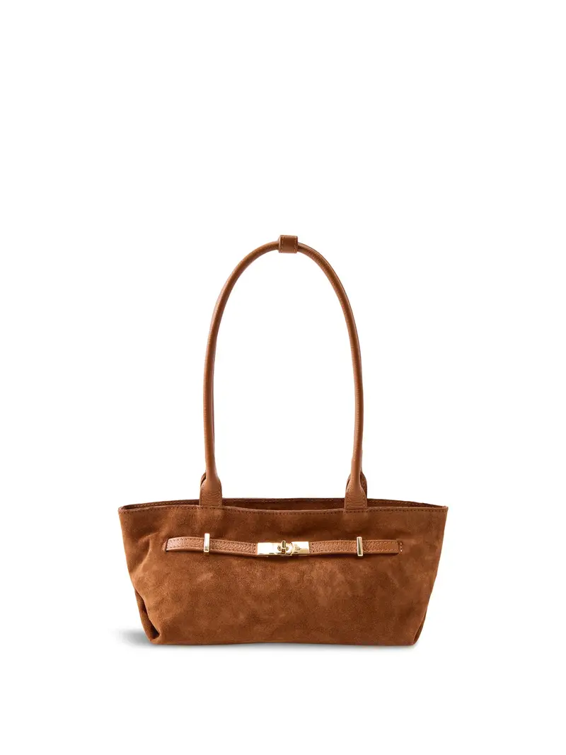 Bacil Long Handle Suede Bag Tan 1