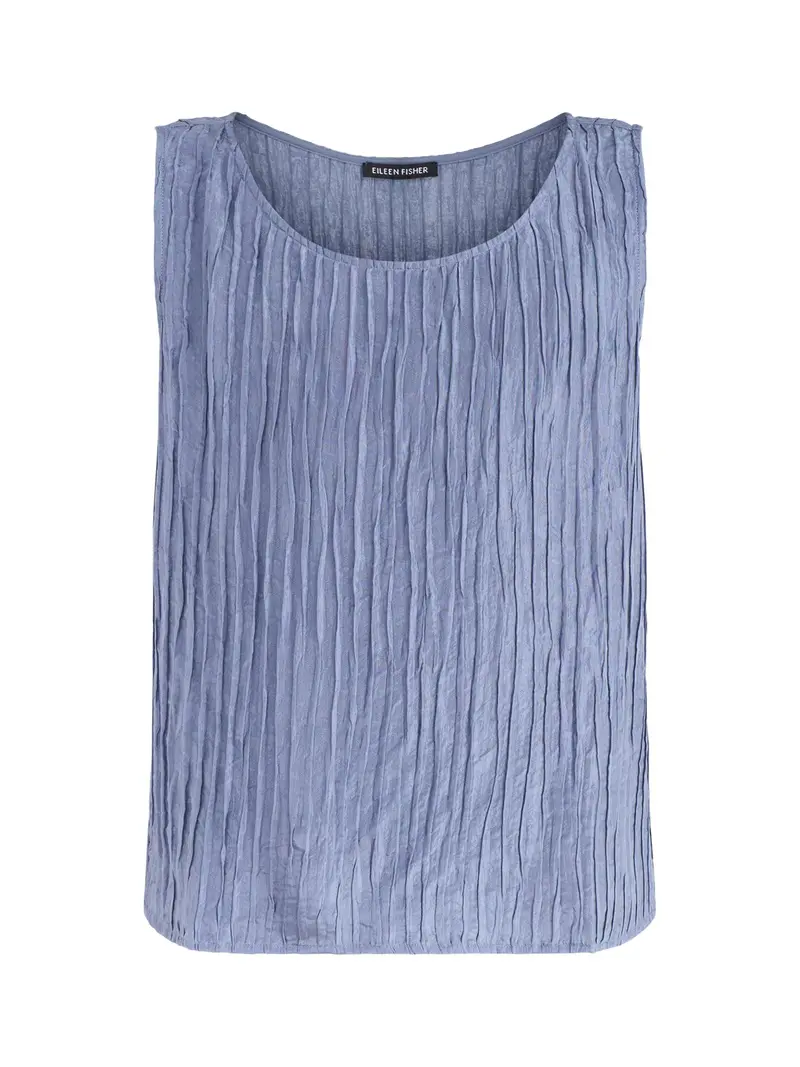Ballet Neck Silk Shell Top Blue 1