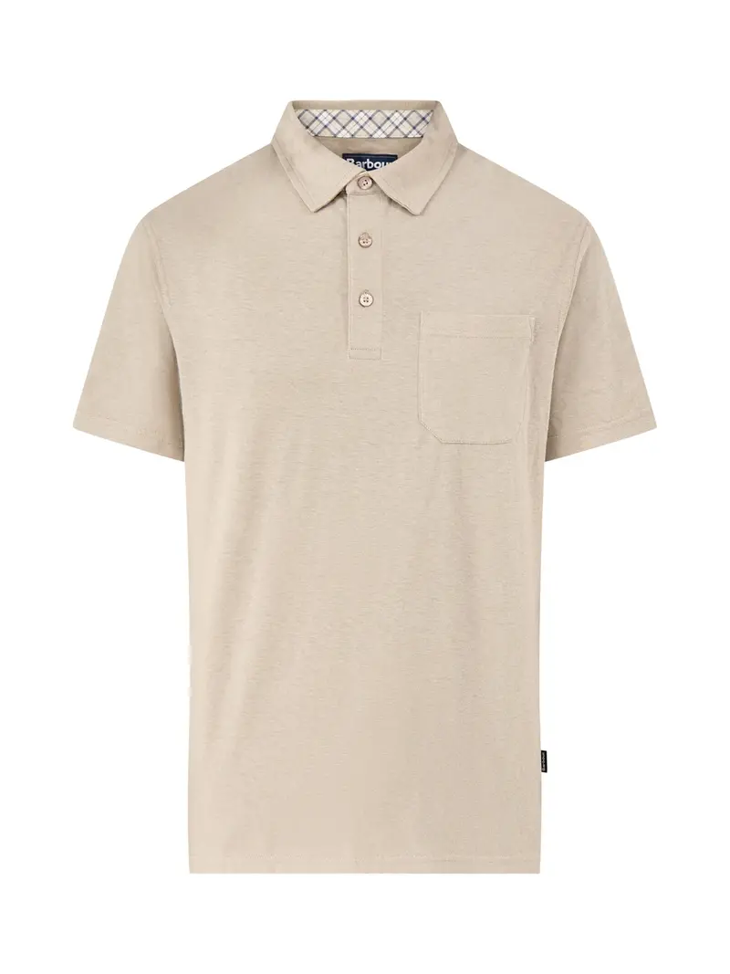 Barbour Steventon Linen Blend Polo Shirt Beige 1