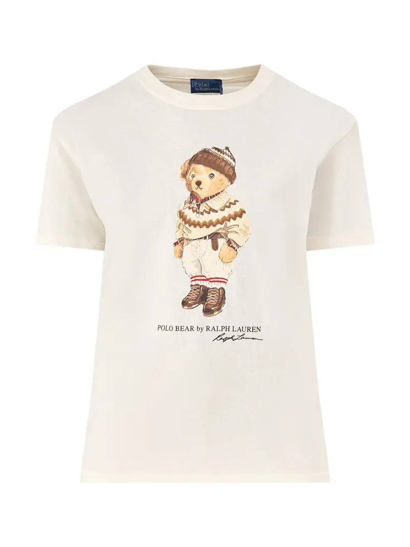Bear Short Sleeve Cotton T-Shirt White 1