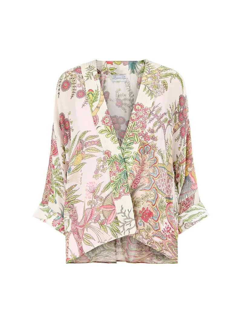 Boho Gardens Print Kimono Cream 1