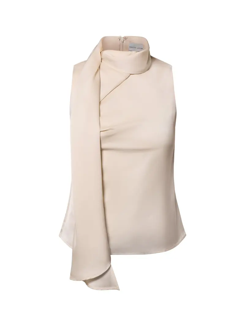 Breya Satin Scarf Halter Top Cream 1