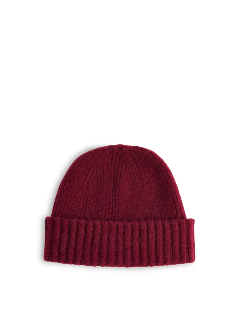 Brushed Lambswool Beanie Hat Red 1