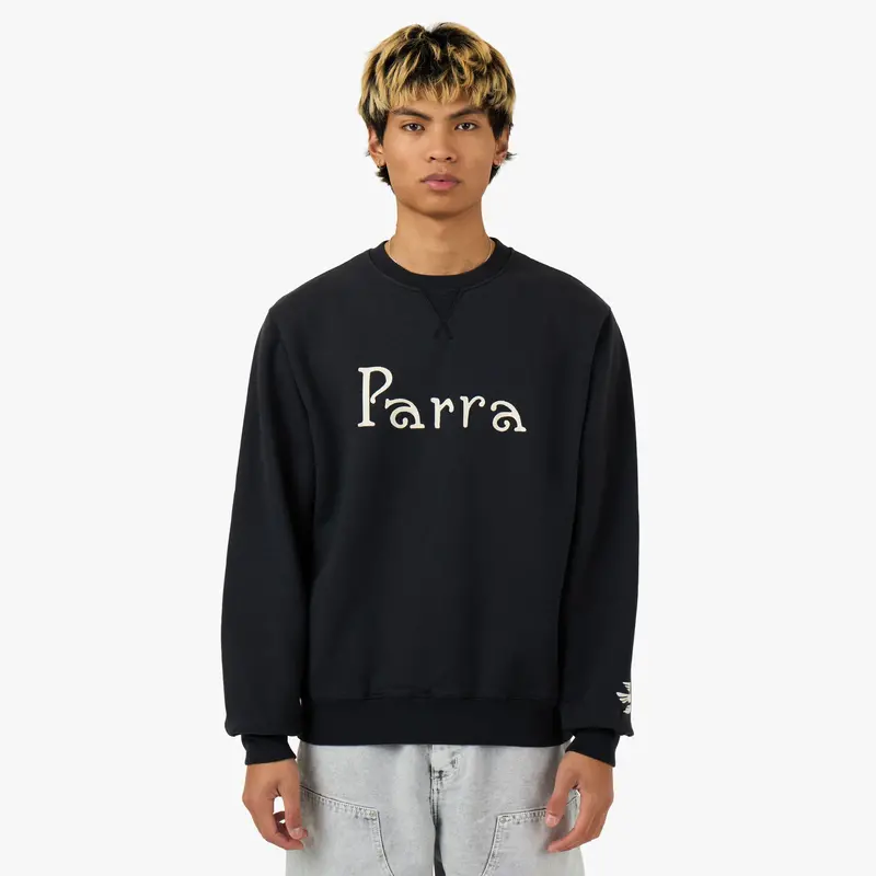 By Parra Weird Trad Logo Crewneck Sweatshirt Dark Navy 1