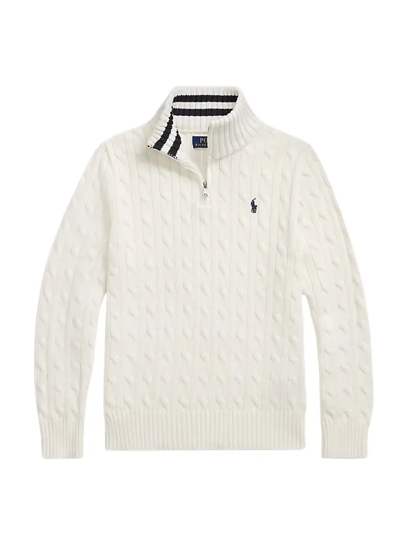 Cable-Knit Cotton Quarter-Zip Sweater 1