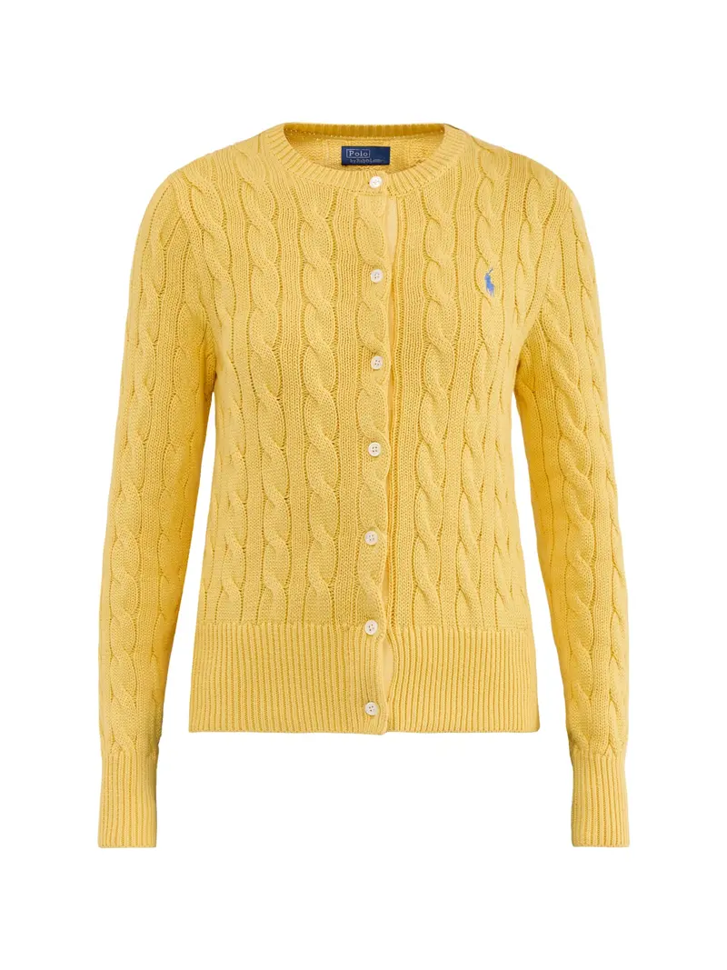 Cable Knit Ls Cardigan Yellow 1