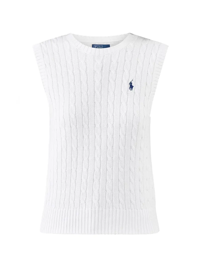 Cable Knit Vest Top White 1