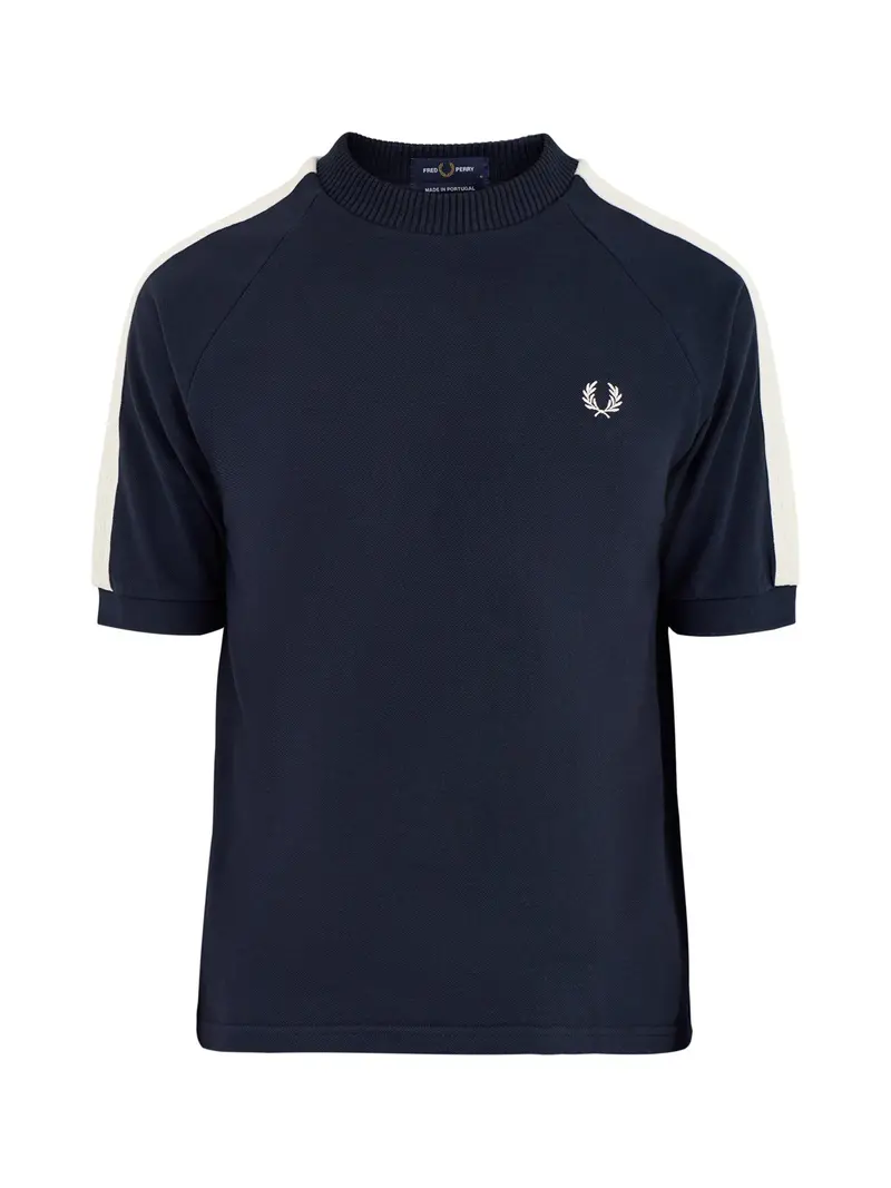 Cable Taped T Shirt Navy 1