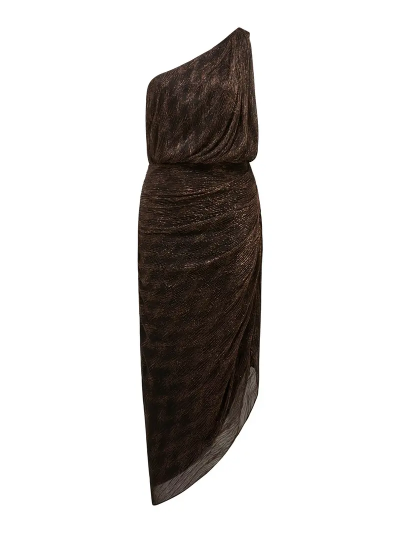 Cassidy One Shoulder Midi Dress Brown 1
