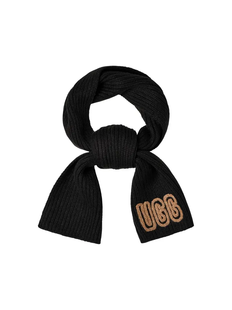 Chunky Crafted Rib Scarf Black 1