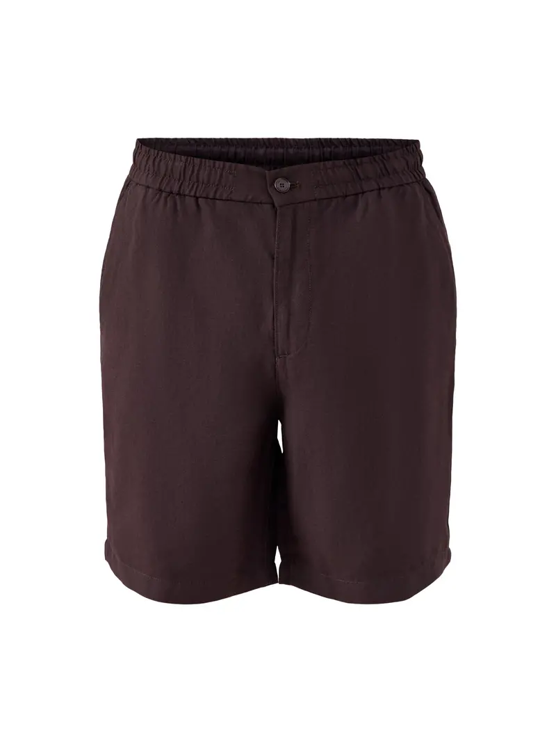 Classic Fit Cotton-Linen Shorts Dark Brown 1