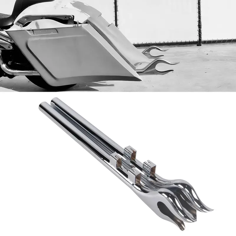 Classic Flame Fishtail Mufflers For Harley Davidson Touring Exhaust 95-16 Models 1