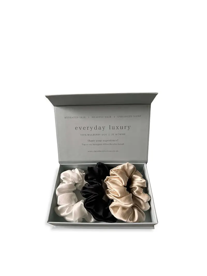 Classic Silk Scrunchies Set Of 3 Neutral 1