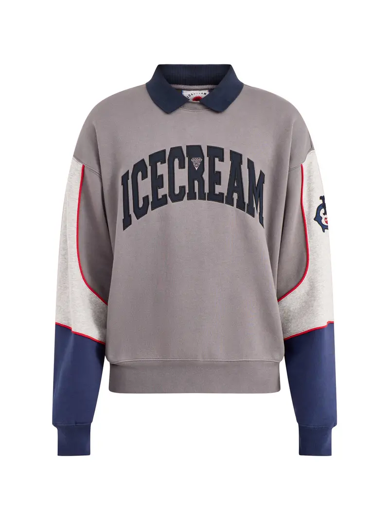 Collared Warm-Up Sweatshirt Grey 1
