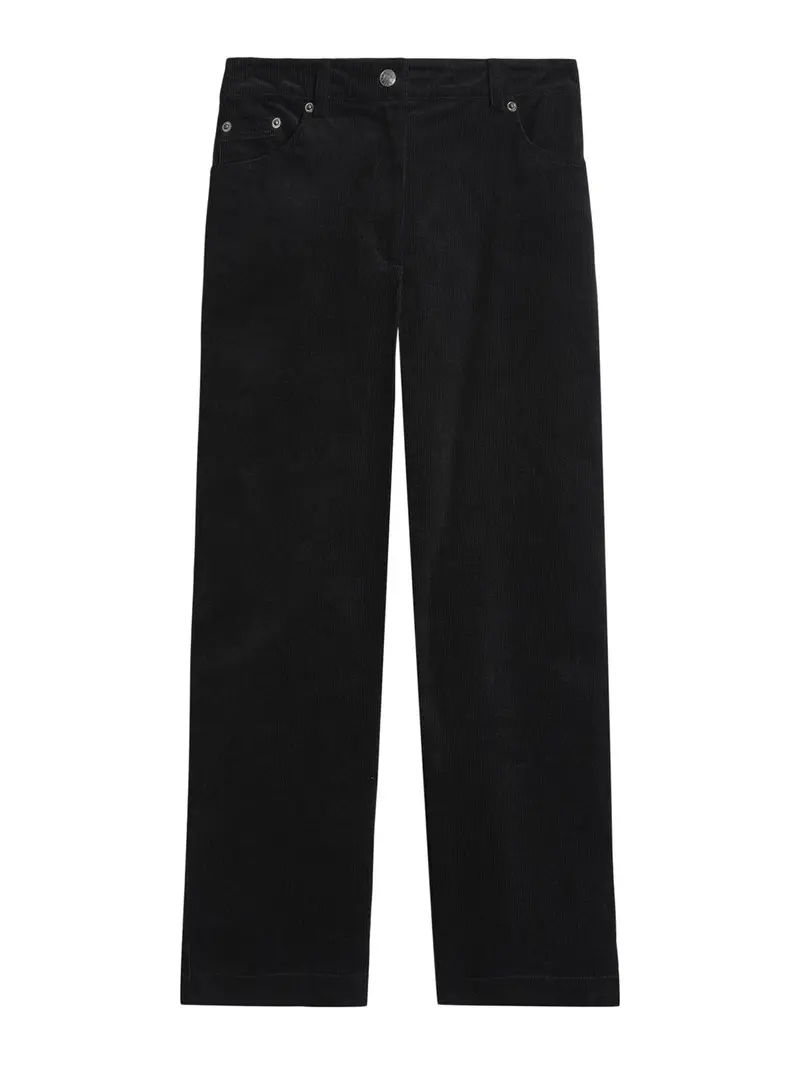 Cord Straight Leg Trousers Black 1
