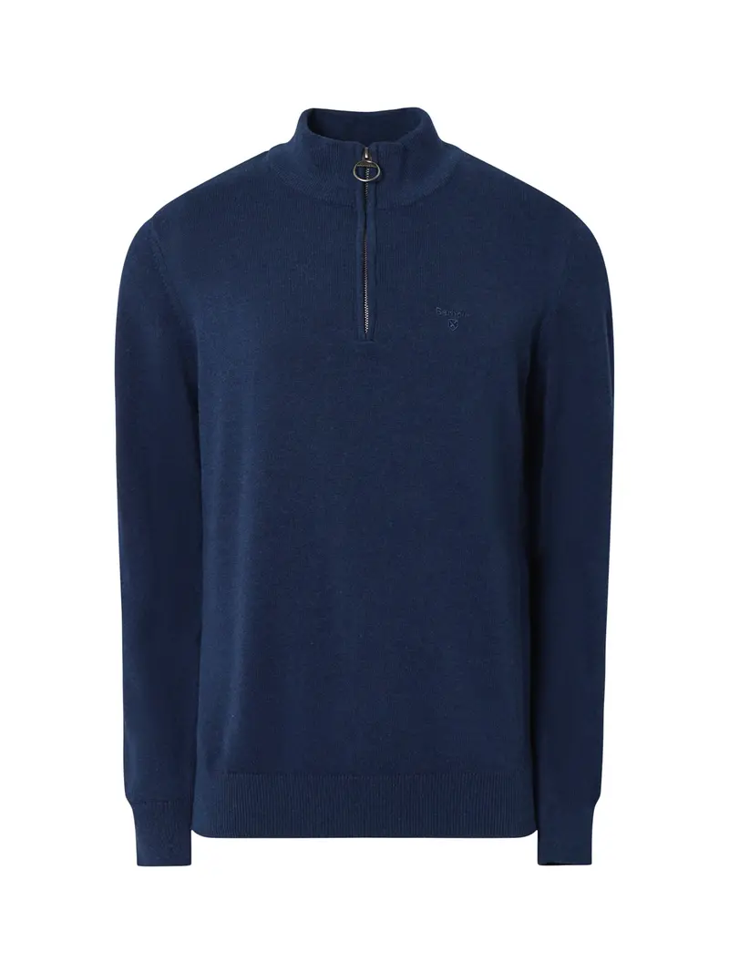Cotton Half Zip Knitted Jumper Blue 1