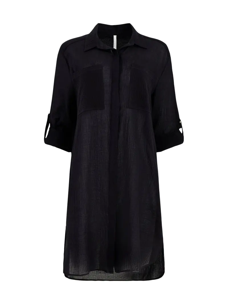 Crinkle Twill Beach Shirt Black 1