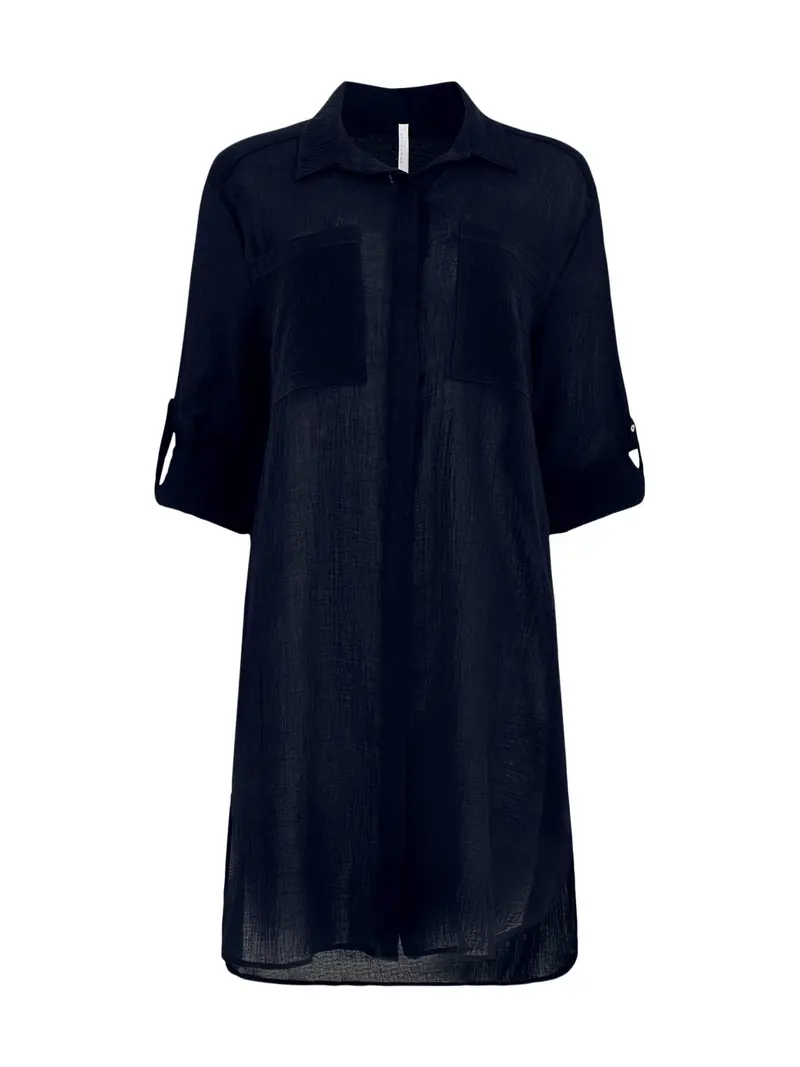 Crinkle Twill Beach Shirt Indigo 1