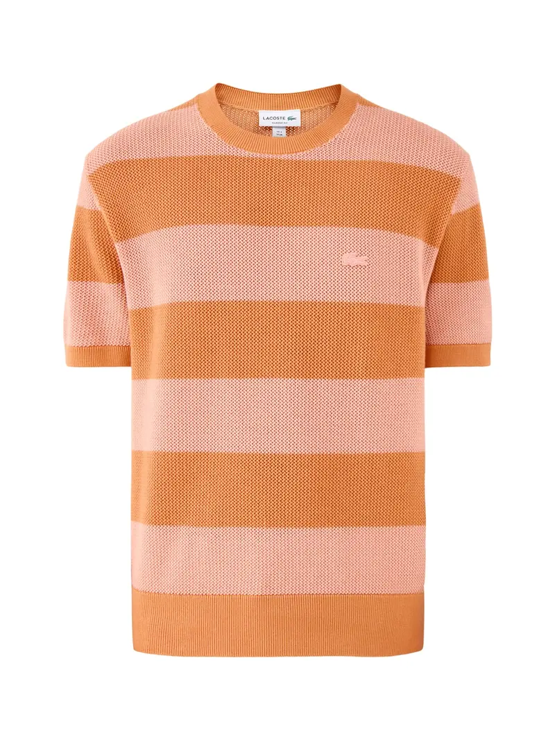 Crochet Stripe T-Shirt Orange 1