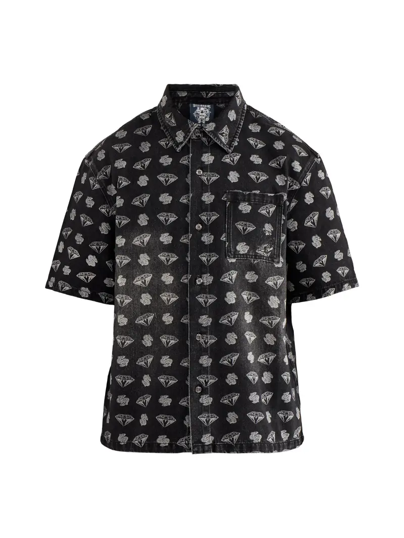 Diamonds & Dollars Oversized Ss Denim Shirt 1