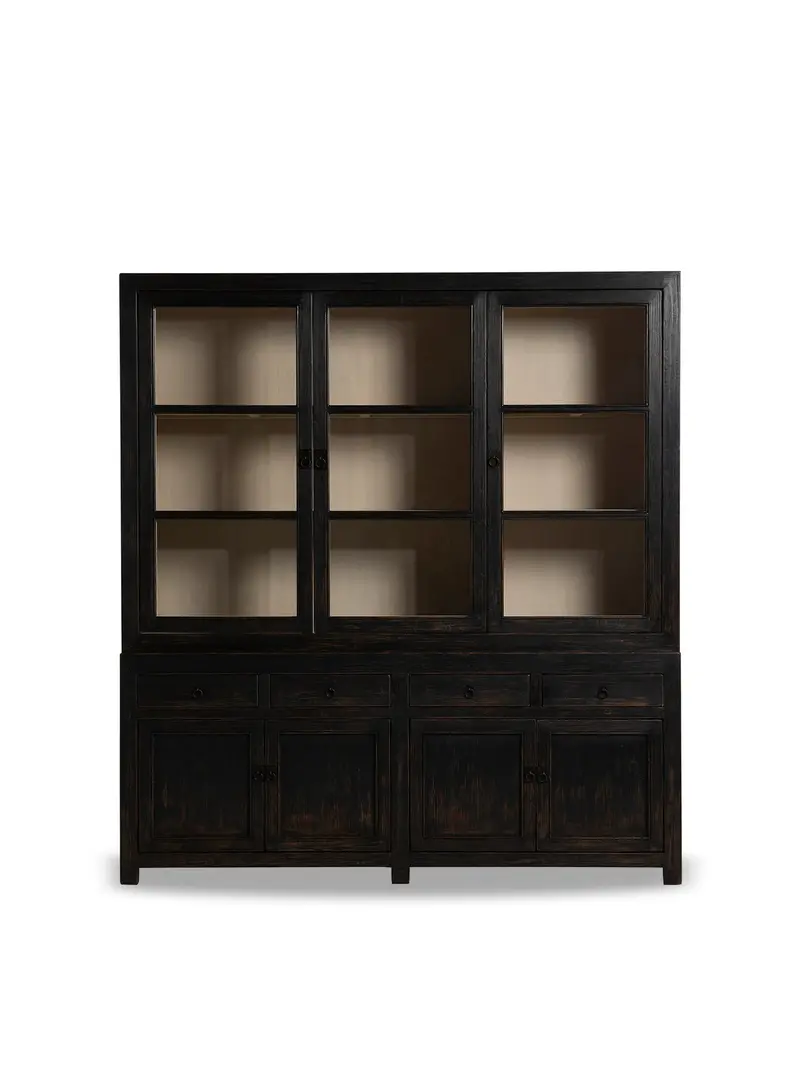 Dickens Black Pine Wood Display Cabinet 1
