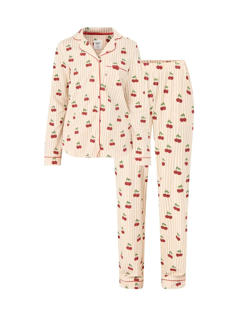Ditsy Cherry Stripe Long Pj Set 1
