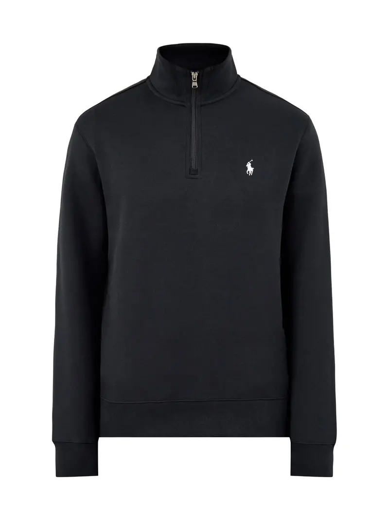 Double Knit Quarter Zip Sweatshirt Black 1