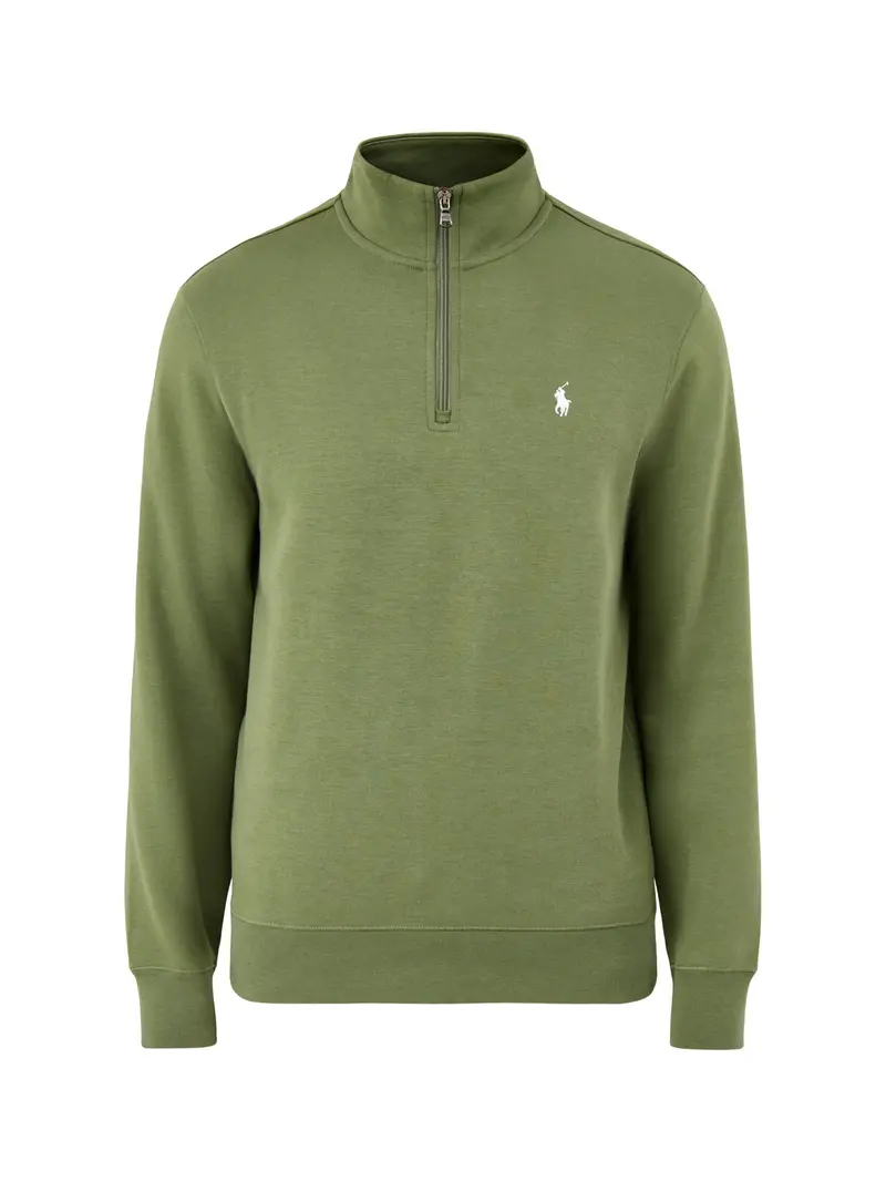 Double Knit Quarter Zip Sweatshirt Olive 1