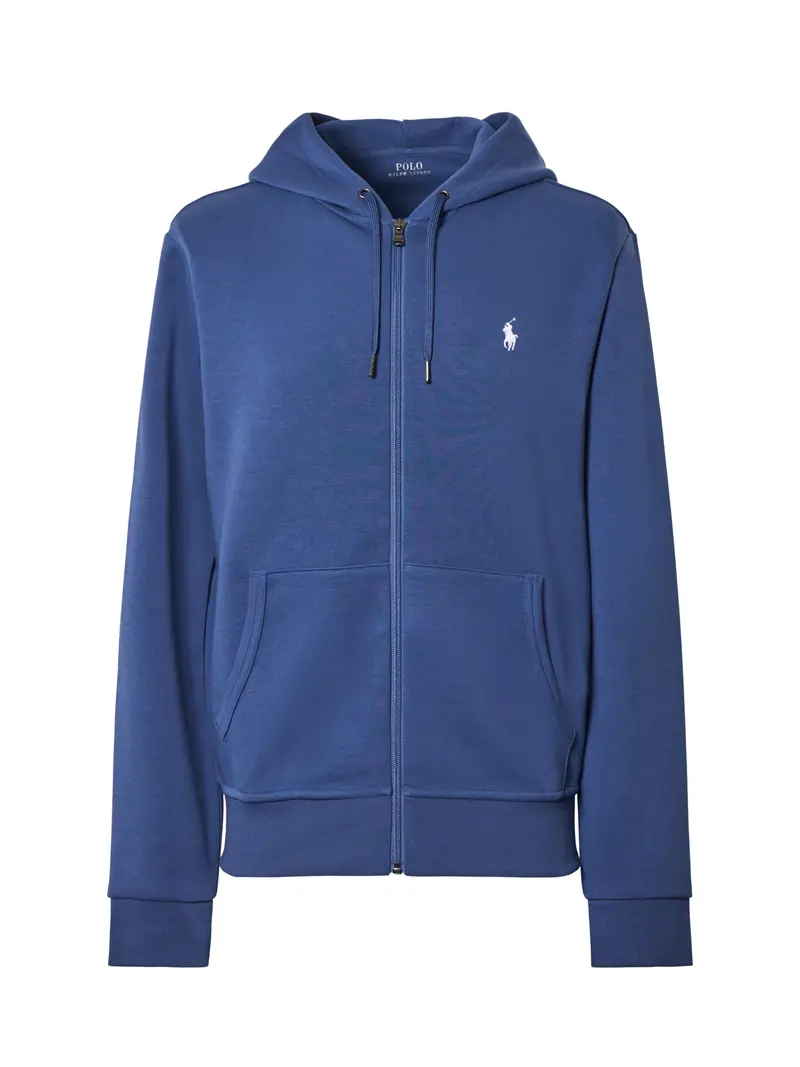 Double Knit Zip Up Hoodie Blue 1