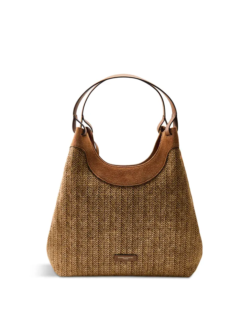 Dua L Straw Shoulder Tote Neutral 1