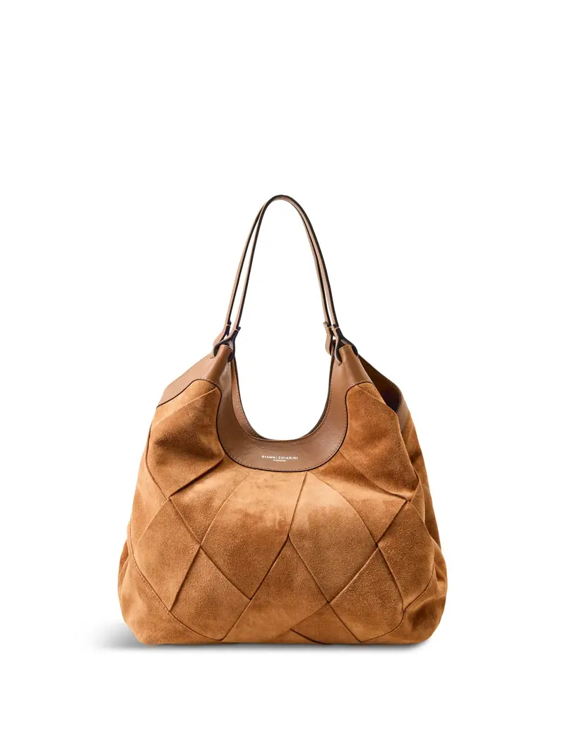 Dua Suede Large Shoulder Tote Tan 1