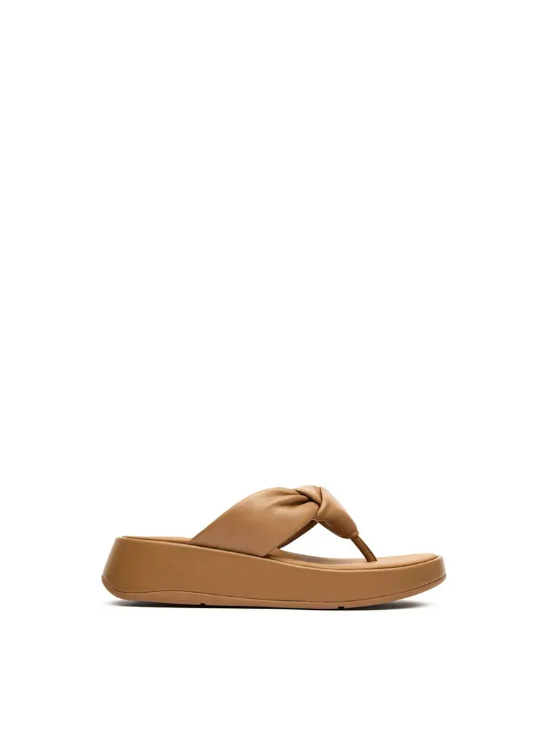 F-Knot Soft Leather Toe-Post Sandals Tan 1