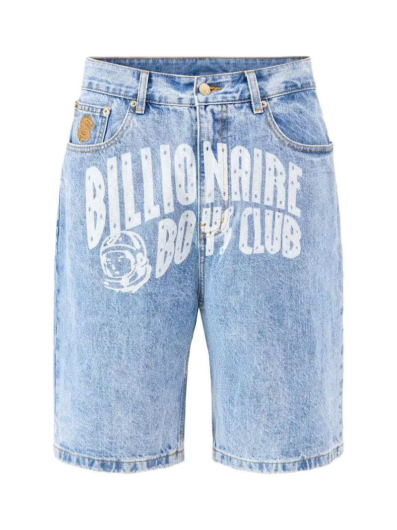 Faded Arch Logo Denim Shorts Blue 1