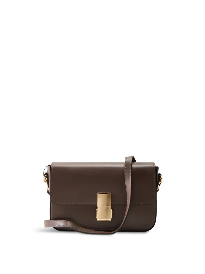 Flora Structured Leather Shoulder Bag Mink 1